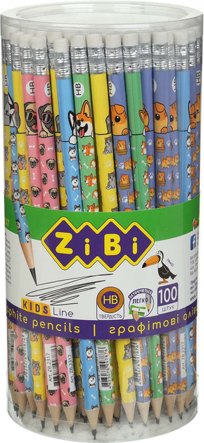 Олівець графітовий Zibi PETS HB з гумкою ZB.2317