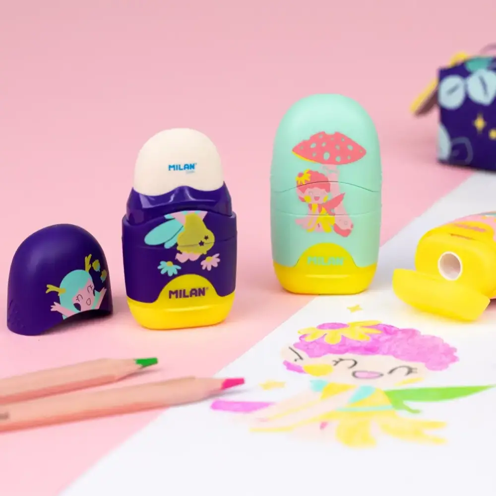 Гумка + стругачка Capsule Fairy Taleм ТМ MILAN мікс (16 шт) 4701116FR. Фото 2