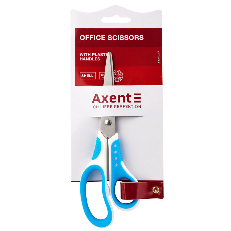 Ножиці Axent Shell 6304-02-A, 18 см, з прогумованими ручками, біло-блакитні