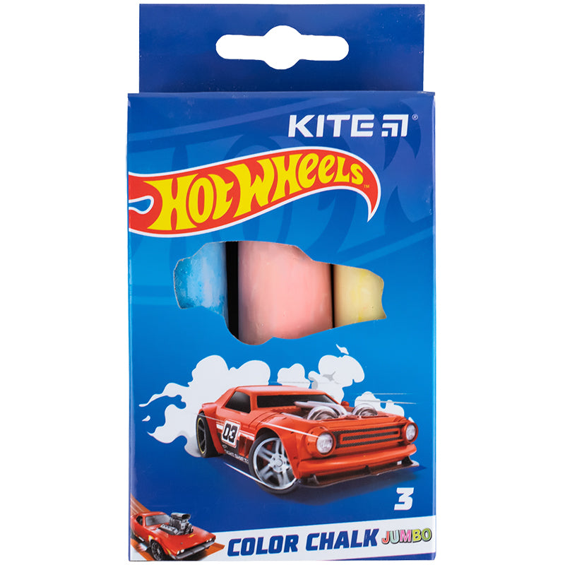 Крейда кольорова Kite Jumbo Hot Wheels 3 кольори HW24-077