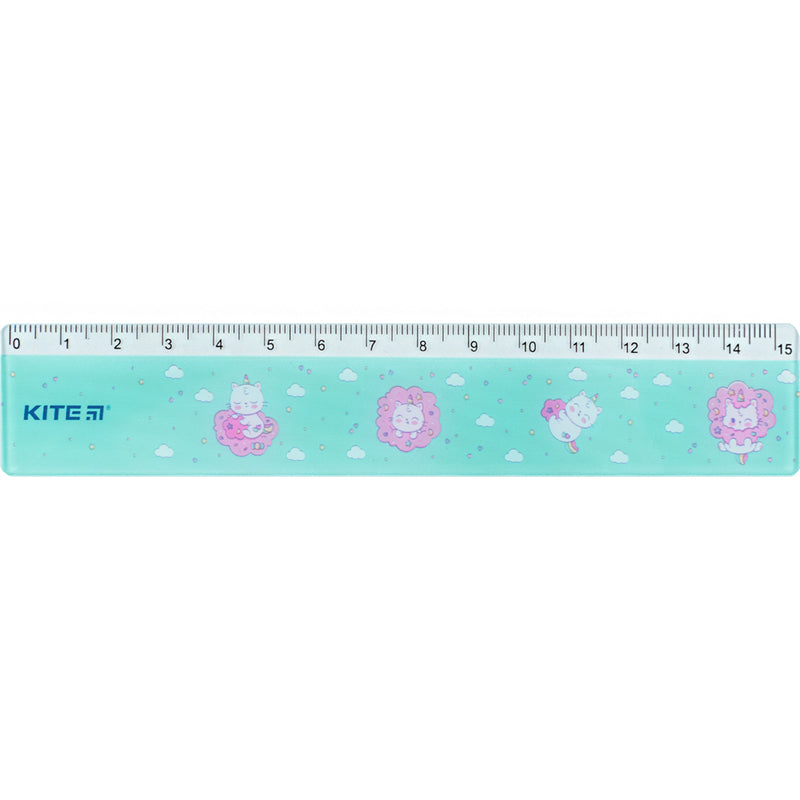 Лінійка пластикова Kite Rainbow Catcorn K24-090-2, 15 см