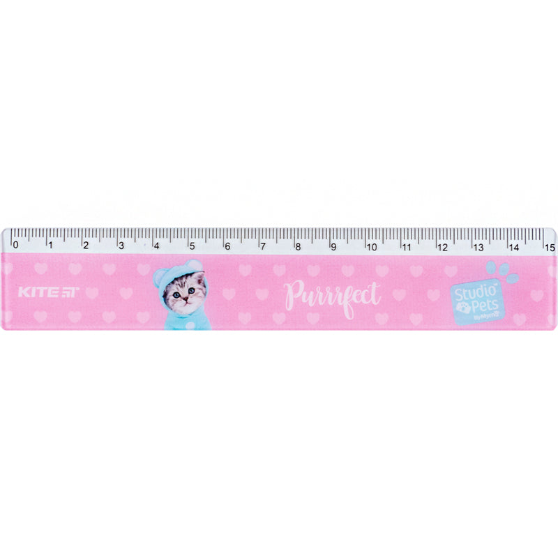 Лінійка пластикова Kite Studio Pets SP24-090, 15см