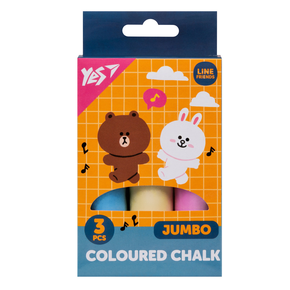 Крейда кольорова Yes Line Friends 3 шт JUMBO 400491