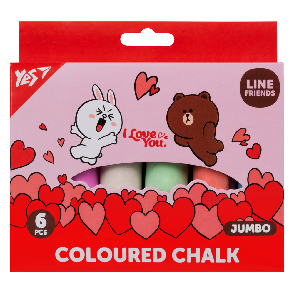 Крейда кольорова Yes Line Friends 6 шт JUMBO 400496