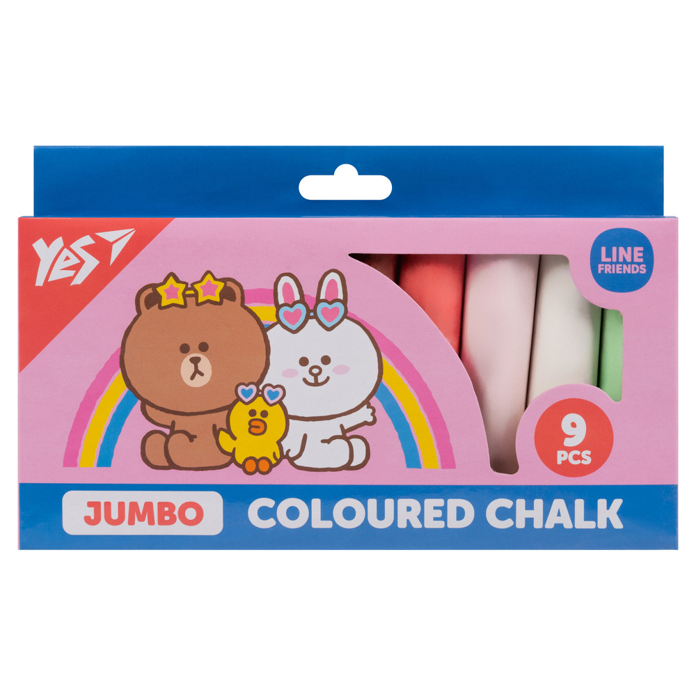 Крейда кольорова Yes Line Friends 9 шт JUMBO 400502