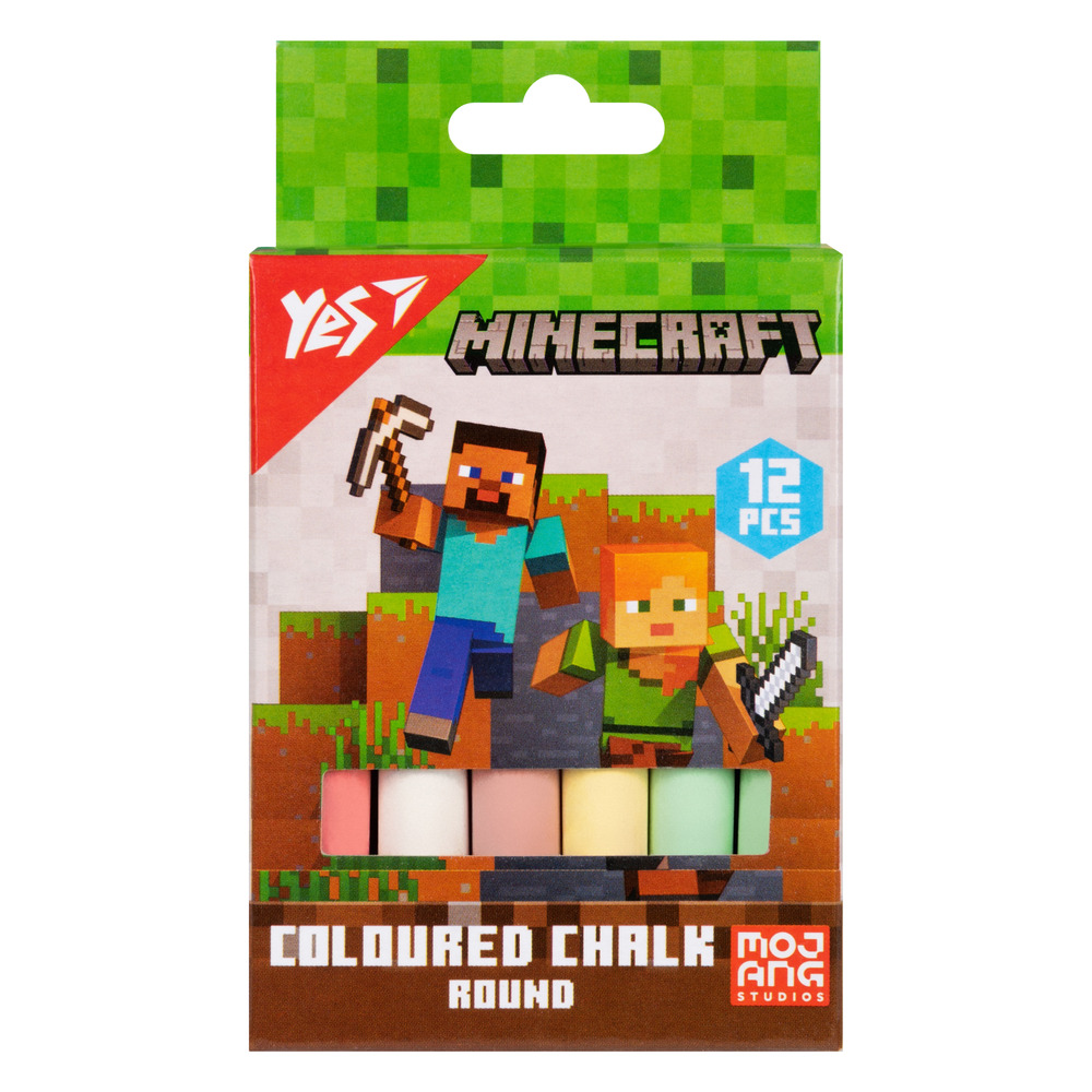Крейда кольорова Yes Minecraft 12 шт кругла 400514