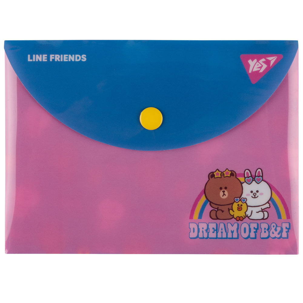 Папка-конверт на кнопці Yes Line Friends B7 492264