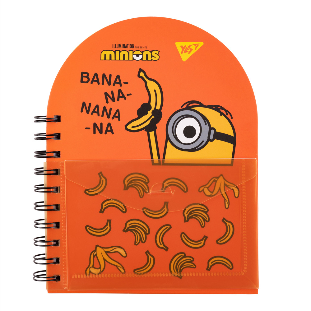 Блокнот Yes В6+ 100 аркушів крапка з пластиковою кишенею Minions  151793