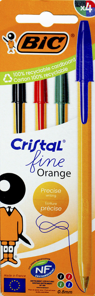 Ручка Bic Оранж, асорті, 4 шт в блістері bc8308541