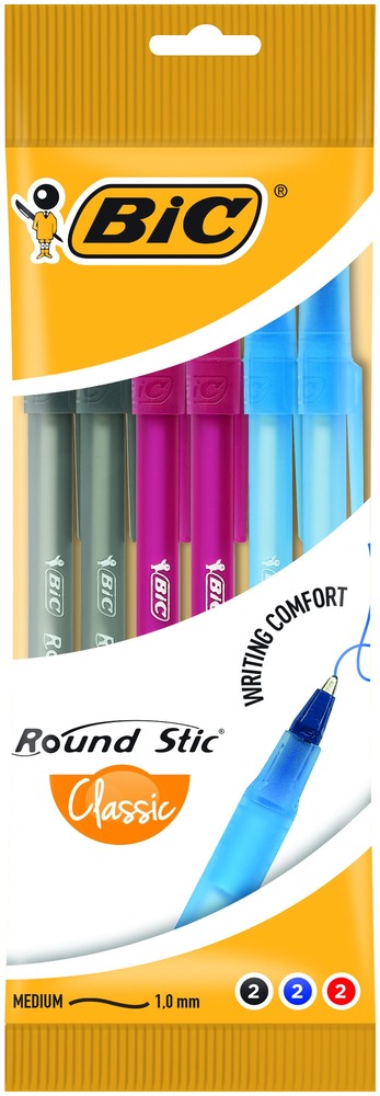 Ручка Bic Раунд Стік, асорті, 6 шт в блістері bc929071