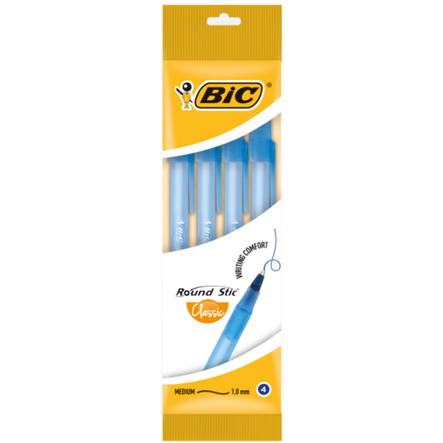 Ручка Bic Раунд Стік, синя, 4 шт в блістері			 bc944176