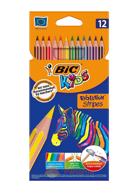 Олівці кольорові BIC evolution stripes 12 кольорів bc9505222