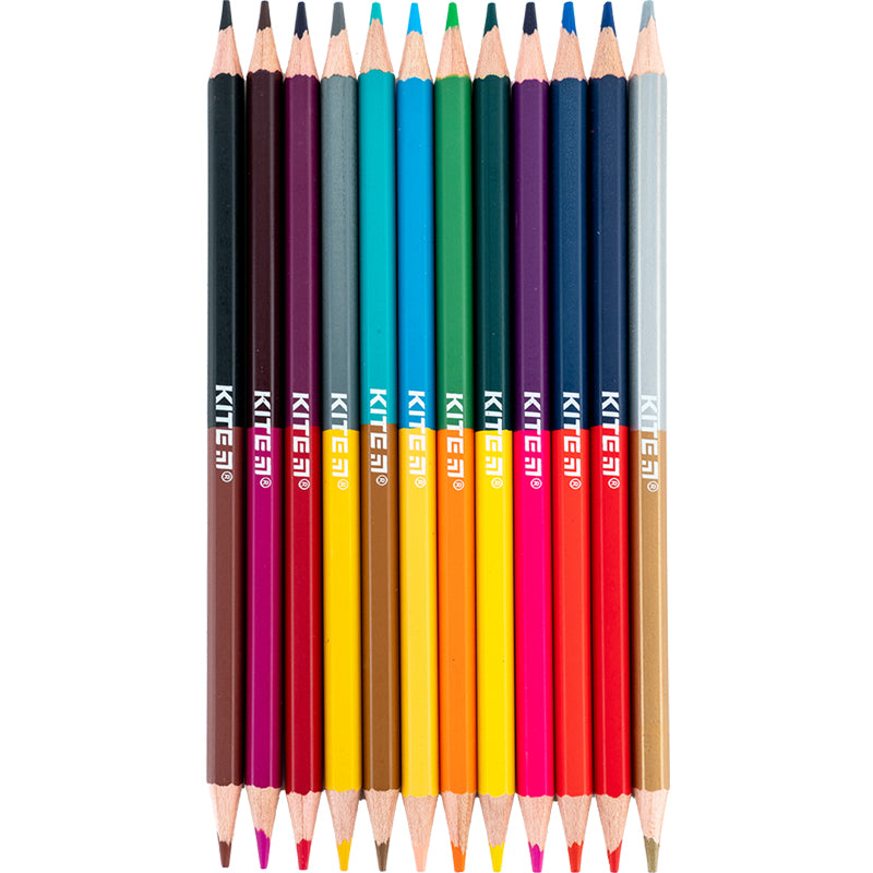 Олівці кольорові двосторонні Kite Classic K-054, 12 кольорів. Фото 3