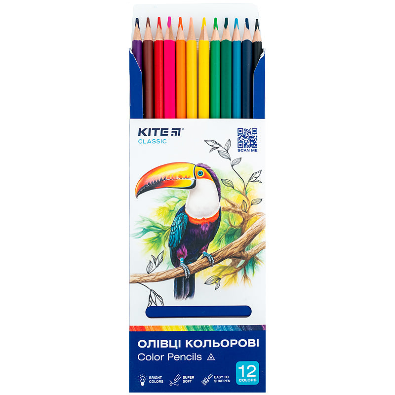Олівці кольорові тригранні Kite Classic K-053, 12 кольорів. Фото 4