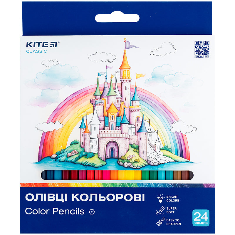 Олівці кольорові Kite Classic K-055, 24 кольори