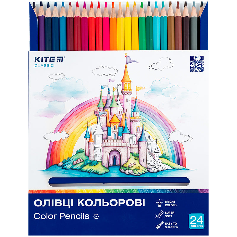 Олівці кольорові Kite Classic K-055, 24 кольори. Фото 4