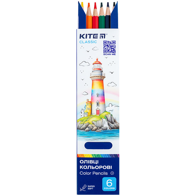 Олівці кольорові Kite Classic K-050, 6 кольорів. Фото 4