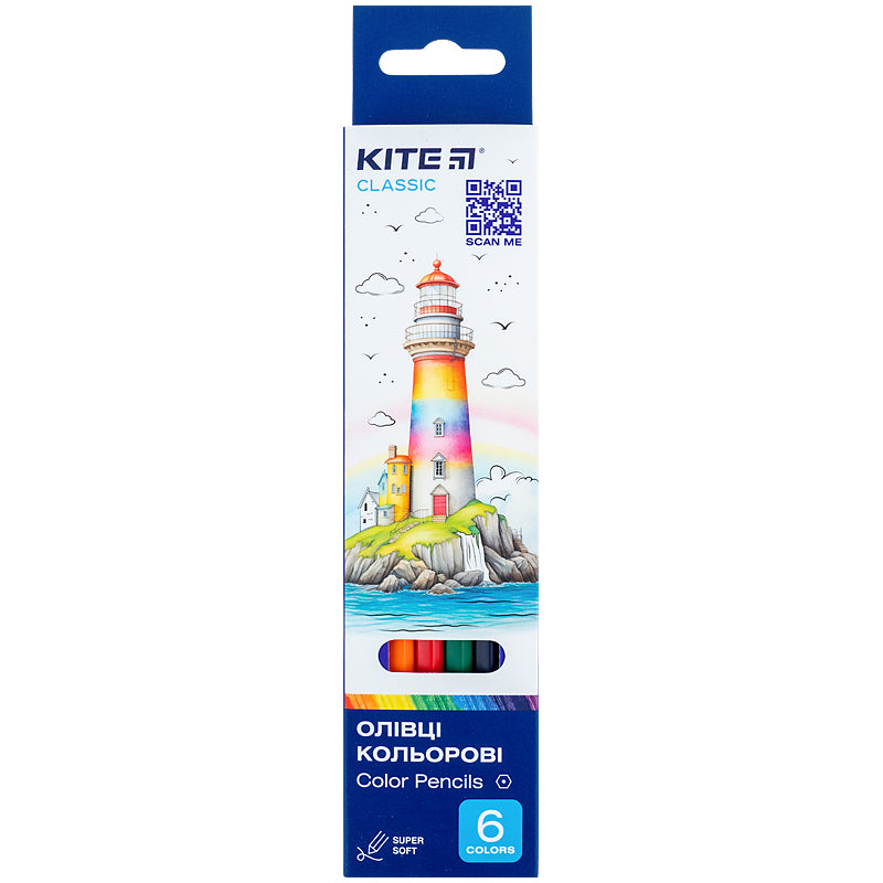 Олівці кольорові Kite Classic K-050, 6 кольорів