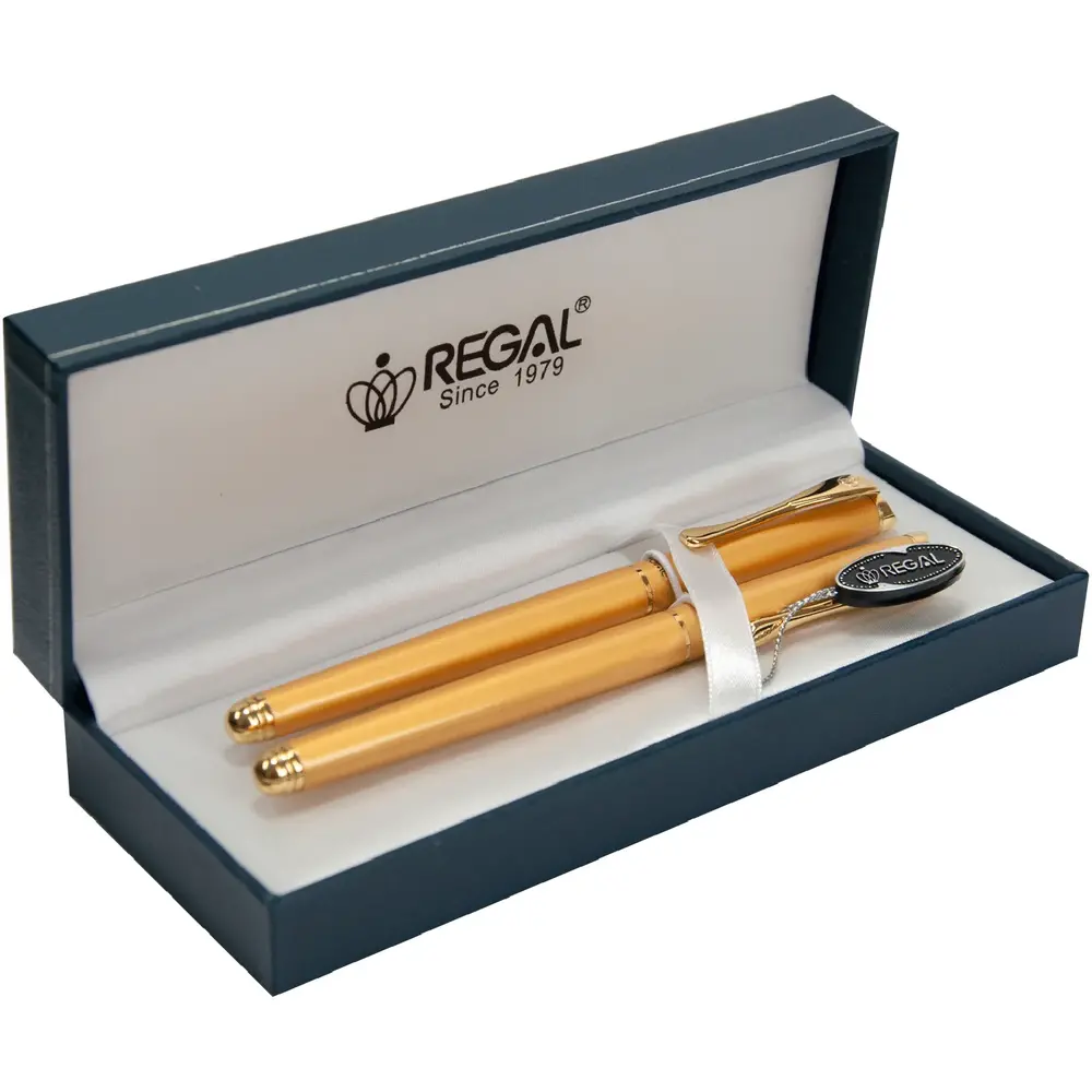 Комплект ручок Regal (перо+ролер) в подарунковому футлярі L, золото R12208.L.RF