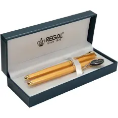 Комплект ручок Regal (перо+ролер) в подарунковому футлярі L, золото R12208.L.RF