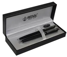 Комплект ручок Regal (перо+кулькова) в подарунковому футлярі L, чорний R68008.L.BF