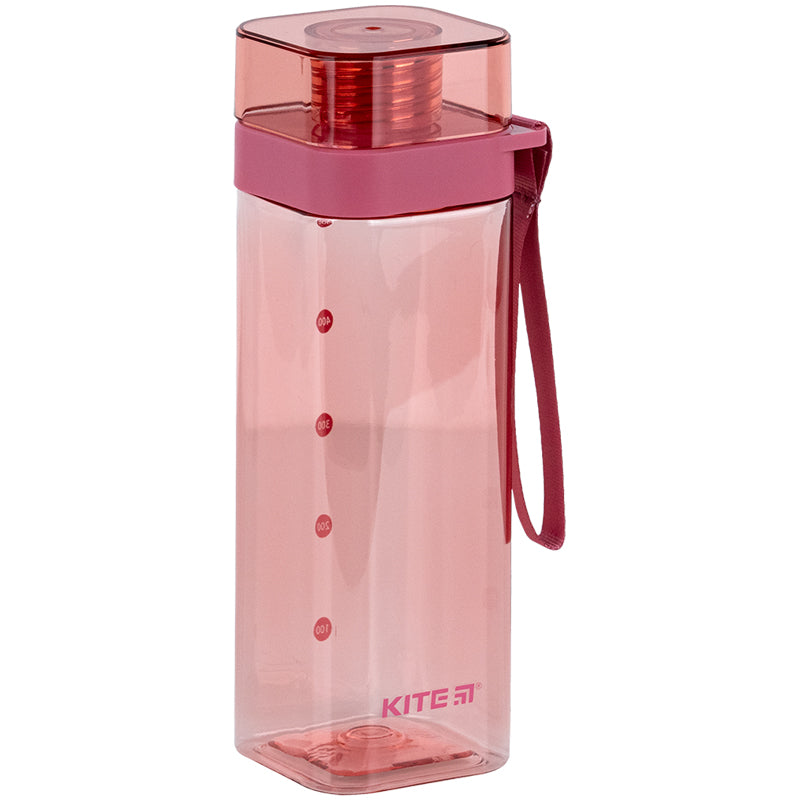 Пляшечка для води квадратна Kite K24-1209-3, 550 мл, рожева. Фото 2