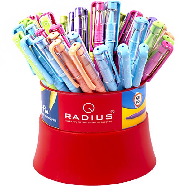 Ручка масляна Radius I-Pen пастельний корпус, синій (50 шт). Фото 2
