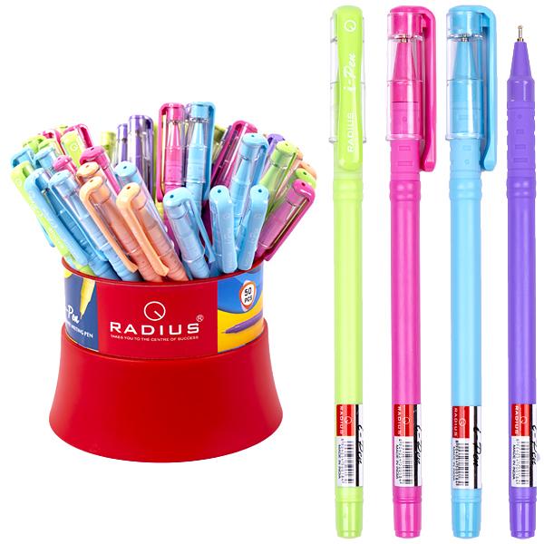 Ручка масляна Radius I-Pen пастельний корпус, синій (50 шт)