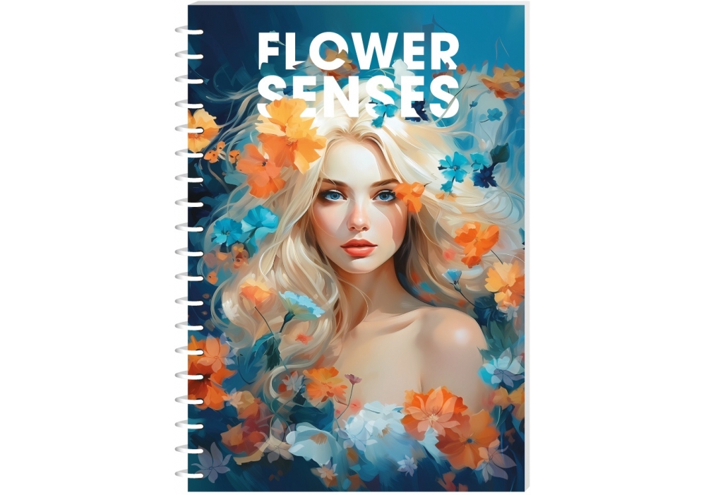 Блокнот Optima Flower Senses А6, картонна обкладинка, 80 аркушів, клітинка O27158