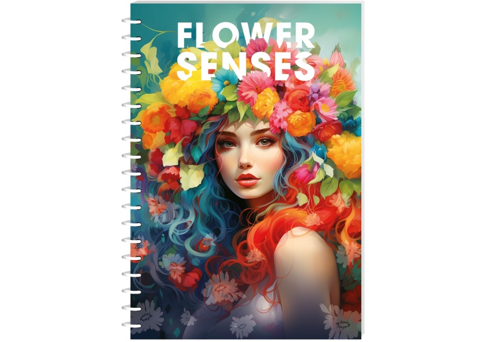 Блокнот Optima Flower Senses А6, картонна обкладинка, 80 аркушів, клітинка O27158. Фото 3