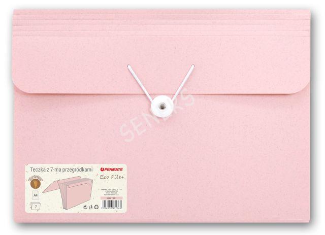 Папка-картотека PENMATE ECO FILE+ A4 на гумці, 7 відділень, рожева TT8917