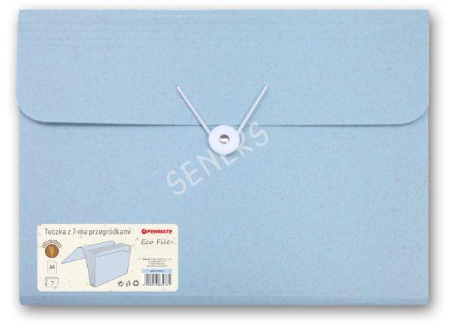 Папка-картотека PENMATE ECO FILE+ A4 на гумці, 7 відділень, синя TT8919