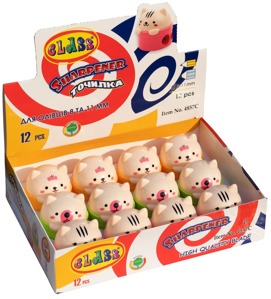 Чинка з контейнером CLASS Kittens подвійна колір в асортименті 4857С (12 шт)