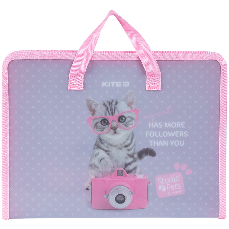 Папка-портфель на блискавці Kite Studio Pets SP24-202, 1 відділення, A4
