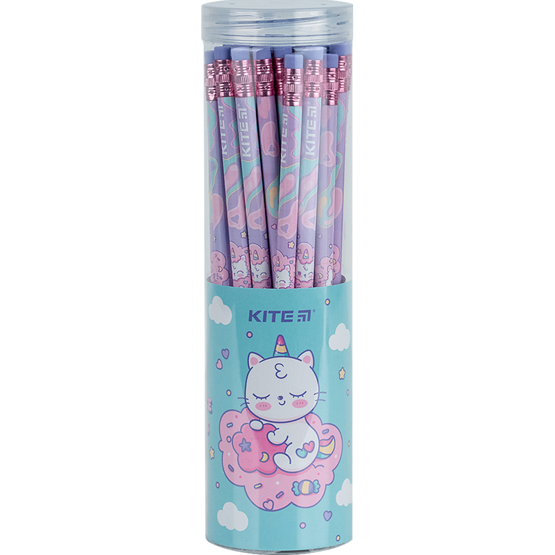 Олівець графітний з гумкою Kite Rainbow Catcorn K24-056-2