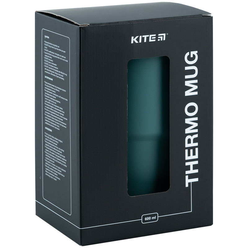 Термокружка з ручкою Kite K24-1207-3, 600 мл, зелена. Фото 8
