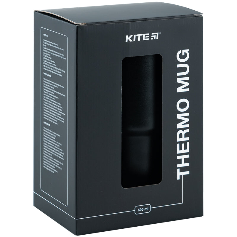 Термокружка з ручкою Kite K24-1207-1, 600 мл, чорна. Фото 8