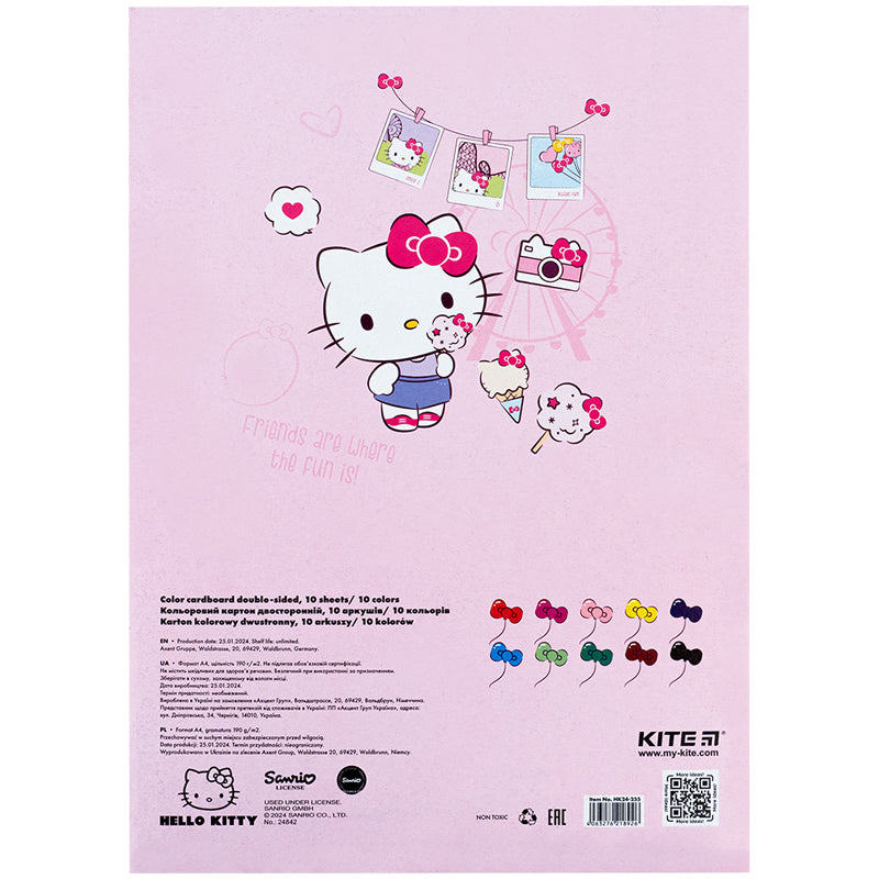 Картон кольоровий двосторонній Kite Hello Kitty А4, 10 аркушів HK24-255. Фото 4