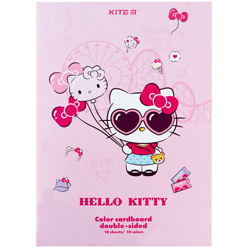 Картон кольоровий двосторонній Kite Hello Kitty А4, 10 аркушів HK24-255