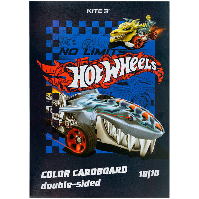 Картон кольоровий двосторонній Kite Hot Wheels А4 10 аркушів HW24-255