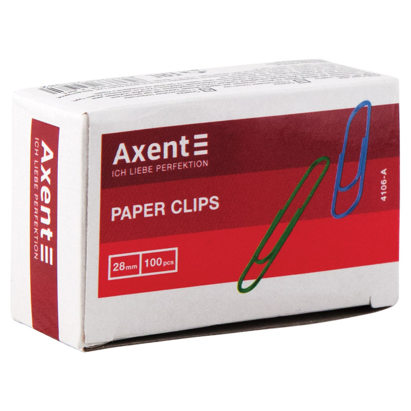 Скріпки кольорові Axent 28 мм, 100 штук 4106-A. Фото 3