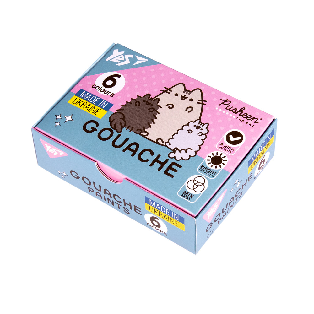 Фарби гуашеві Yes Pusheen 6 кольорів по 20 мл 230400