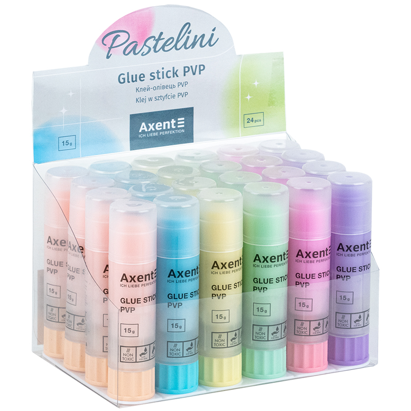 Клей-олівець Pastelini PVP Axent 7142-A 15 г (24 шт). Фото 3