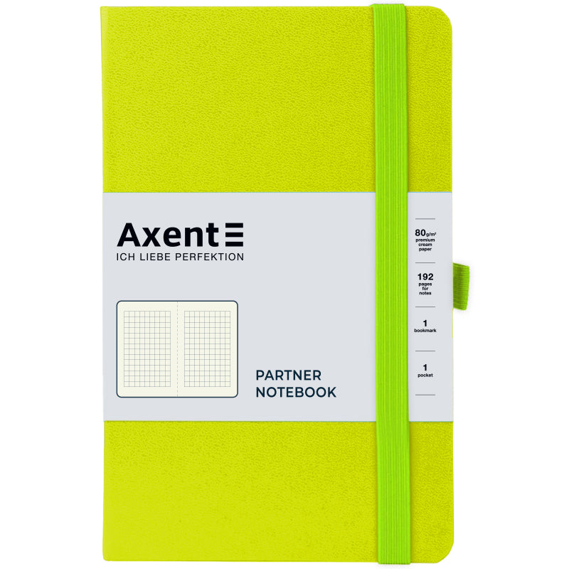 Книга записна Axent Partner 8201-60-A, A5-, 125x195 мм, 96 аркушів, клітинка, лимонна