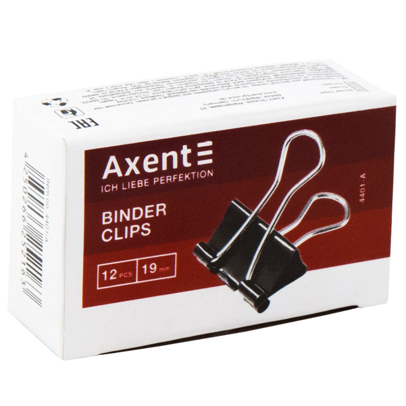 Біндер Axent 19 мм 12 штук чорний 4401-A. Фото 2