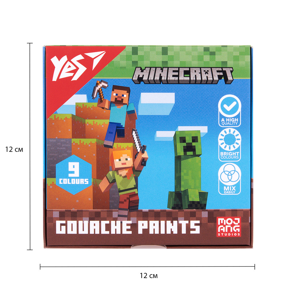 Фарби гуашеві Yes Minecraft 9 кольорів по 20 мл 230406. Фото 2