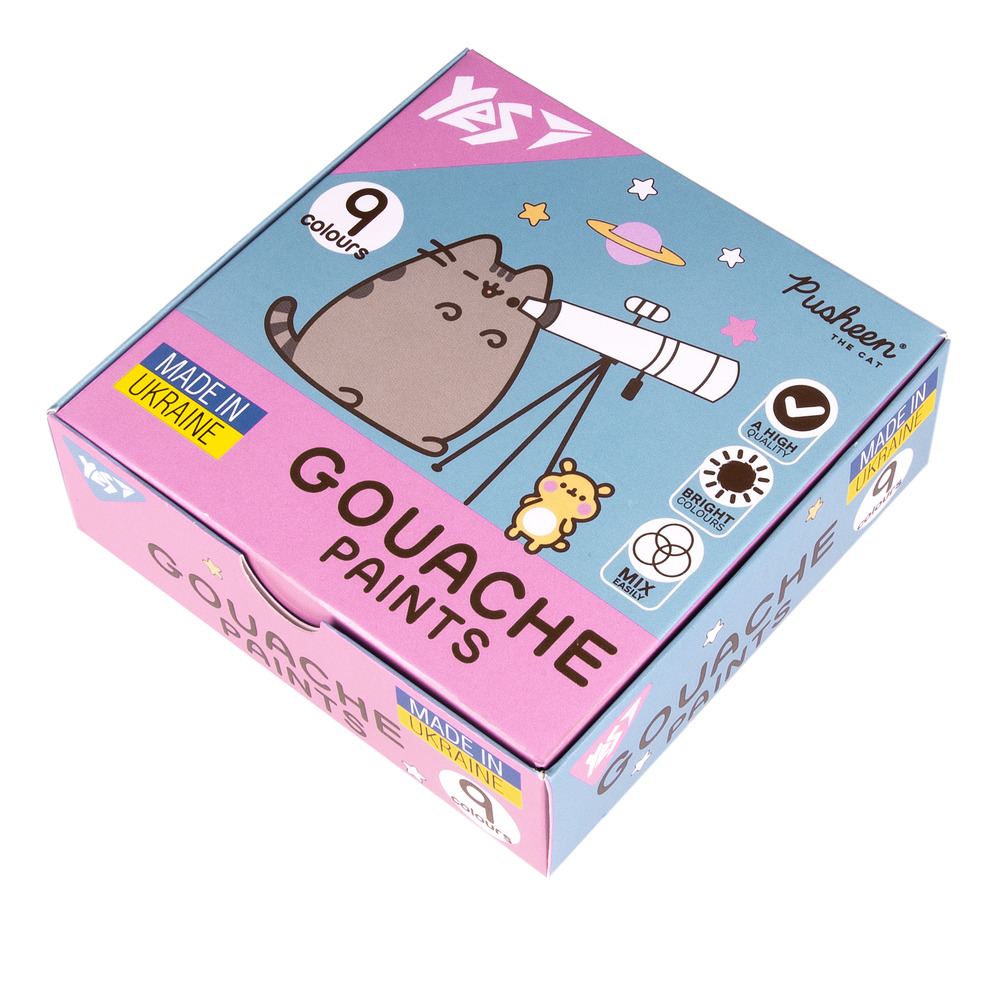 Фарби гуашеві Yes Pusheen 9 кольорів по 20 мл 230401