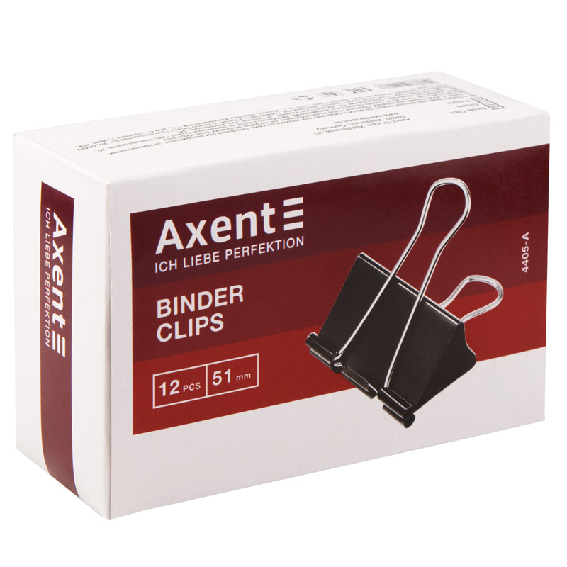 Біндер Axent 51 мм 12 штук чорний 4405-A. Фото 2