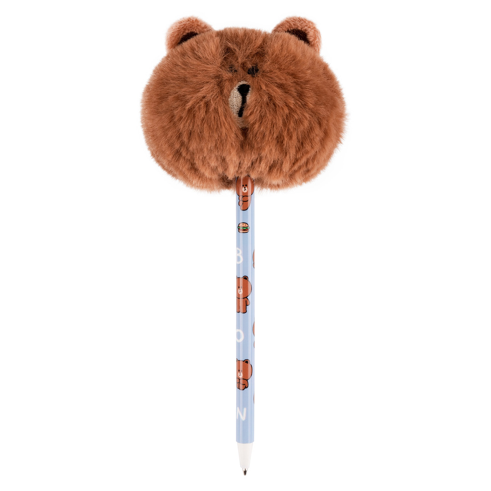 Ручка кулькова пухнаста Yes Line Friends' Brown 0,7 мм синя 412111