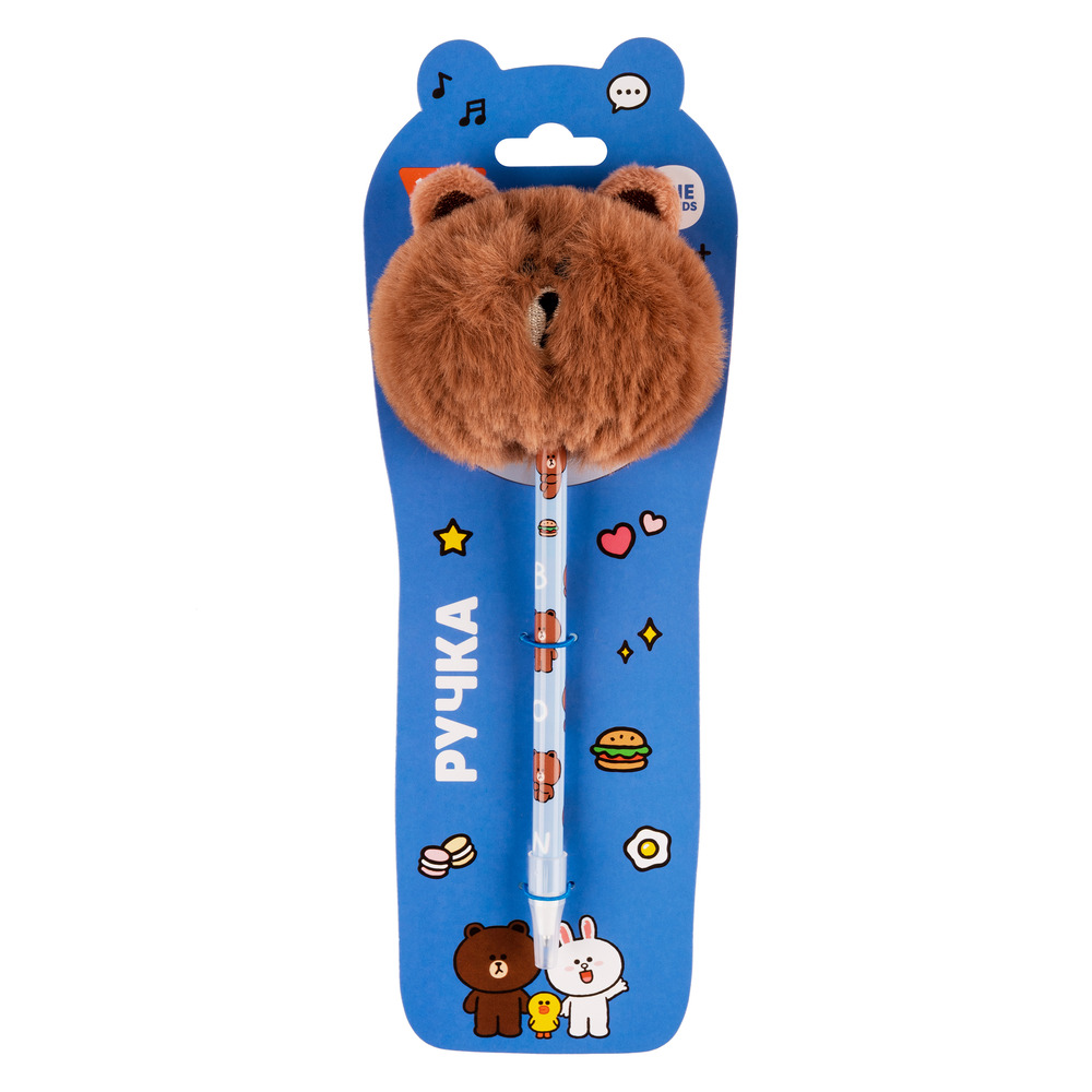 Ручка кулькова пухнаста Yes Line Friends' Brown 0,7 мм синя 412111. Фото 2